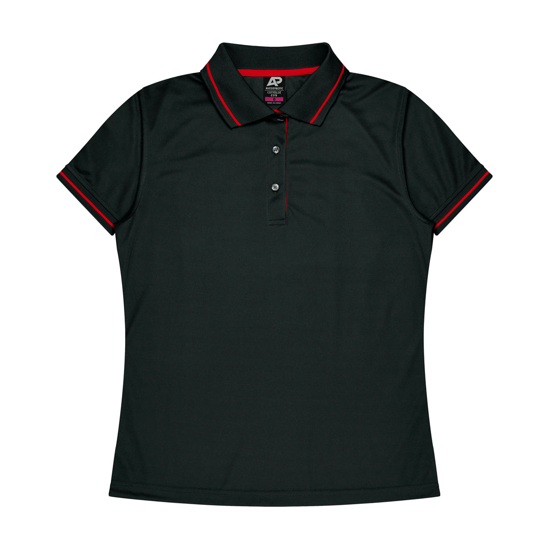 Aussie Pacific The Cottesloe Polo | Ladies | Short Sleeve Black/Red Shirts & Tops