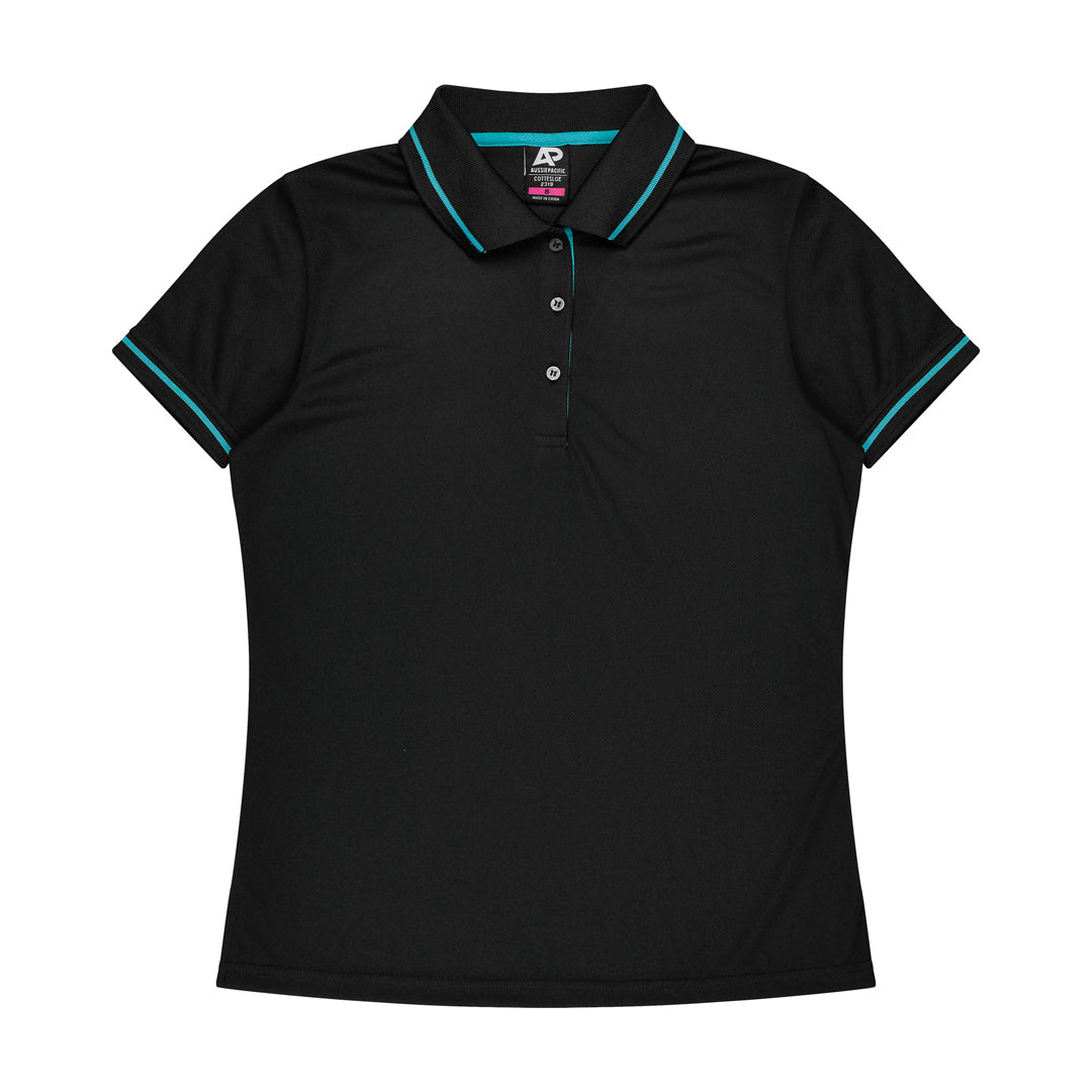 Aussie Pacific The Cottesloe Polo | Ladies | Short Sleeve Black/Teal Shirts & Tops