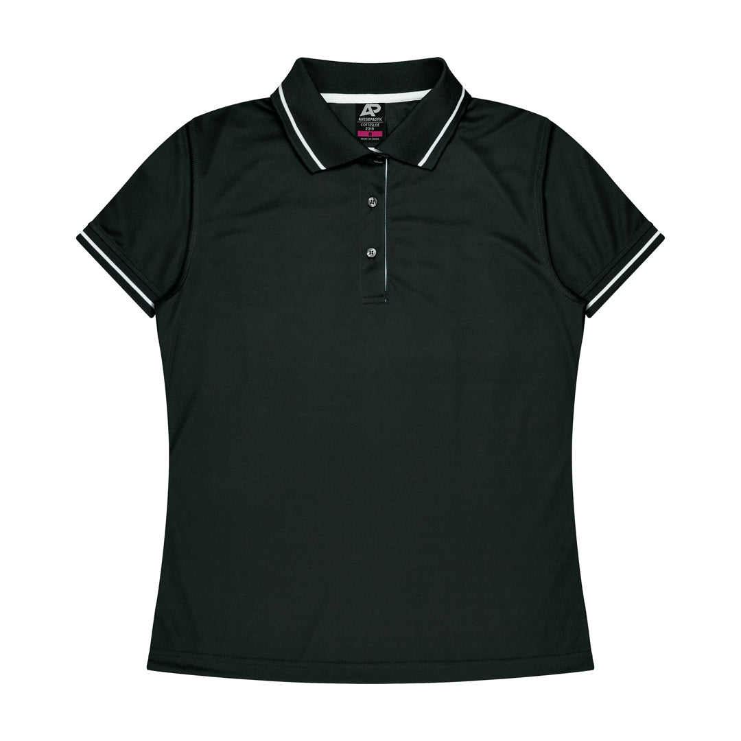 Aussie Pacific The Cottesloe Polo | Ladies | Short Sleeve Black/White Shirts & Tops
