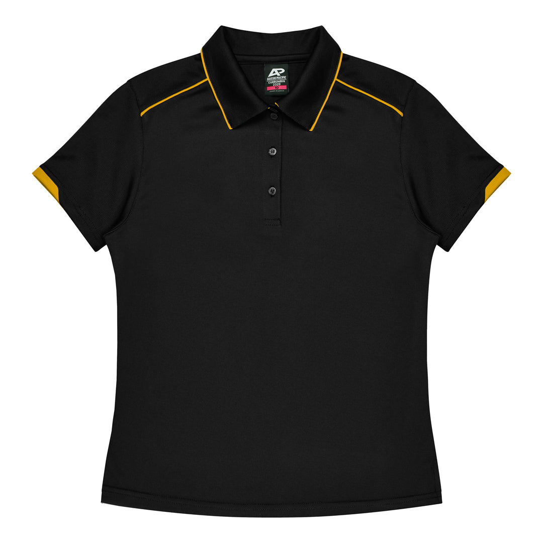 Aussie Pacific The Currumbin Polo | Ladies | Short Sleeve Black/Gold Shirts & Tops