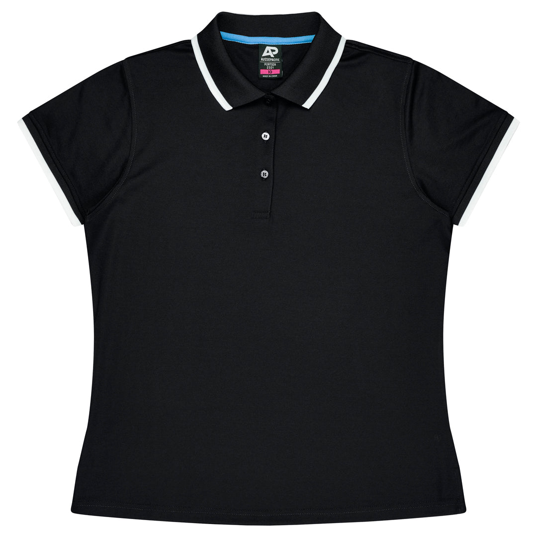 Aussie Pacific The Portsea Polo | Ladies | Short Sleeve Black/White Shirts & Tops