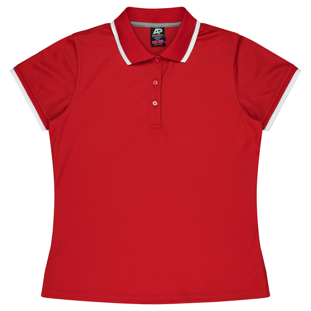 Aussie Pacific The Portsea Polo | Ladies | Short Sleeve Red/White Shirts & Tops