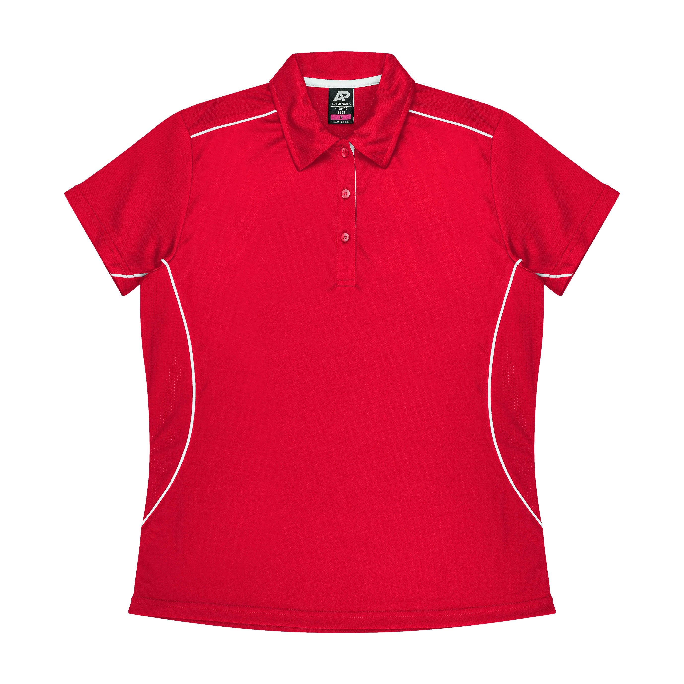 Aussie Pacific The Kuranda Polo | Ladies | Short Sleeve Red/White Shirts & Tops