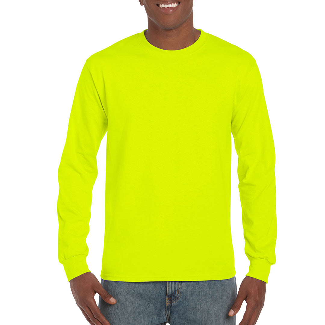 Gildan The Ultra Cotton Tee | Long Sleeve | Adults Safety Green Shirts & Tops