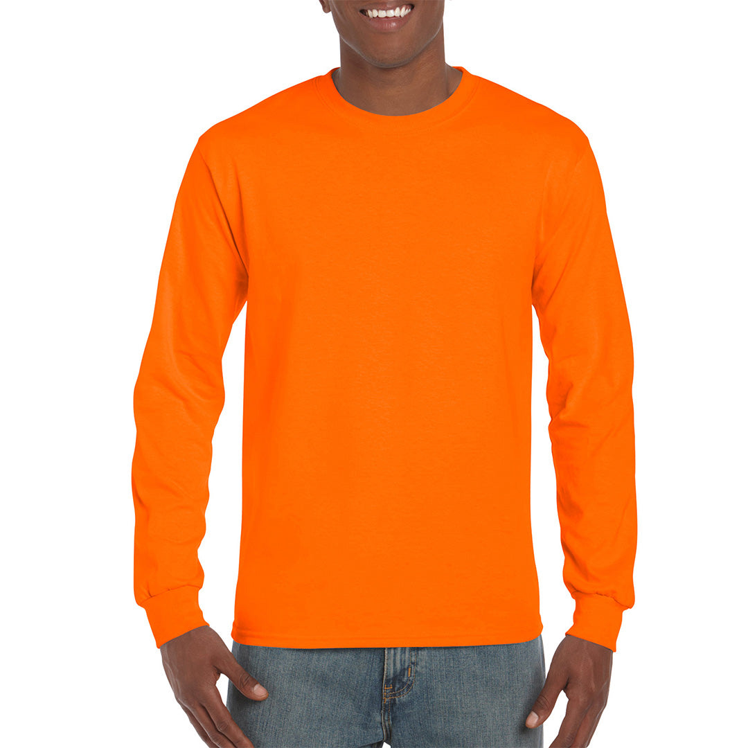Gildan The Ultra Cotton Tee | Long Sleeve | Adults Safety Orange Shirts & Tops