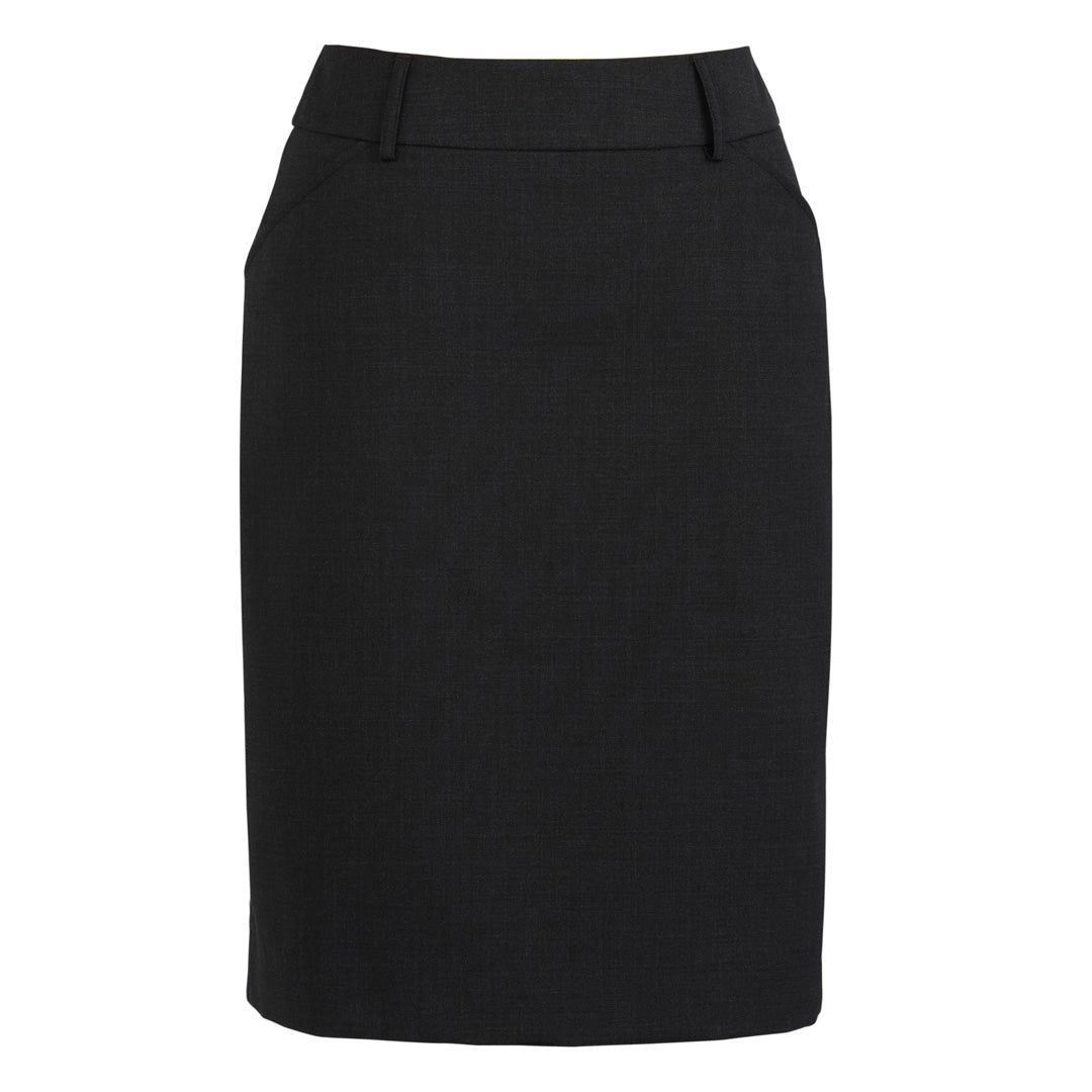 Biz Corporates The Cool Wool Pleat Skirt | Ladies Black Skirts