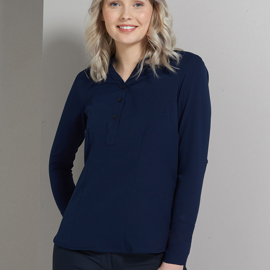 LSJ Collection The Mandarin Crepe Top | Ladies | Long Sleeve Shirts & Tops