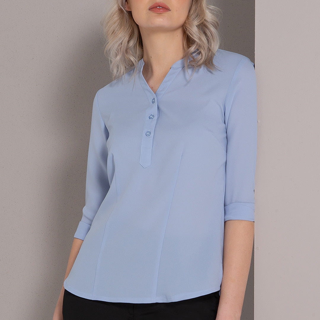 LSJ Collection The Mandarin Crepe Top | Ladies | Long Sleeve Shirts & Tops