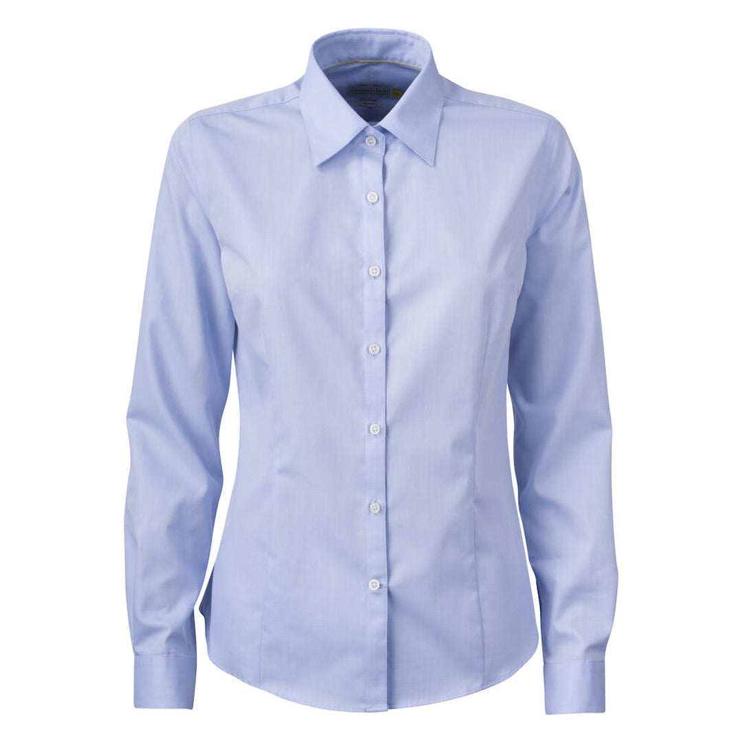 James Harvest The Yellow Bow 50 Shirt | Ladies | Long Sleeve Sky Blue Shirts & Tops