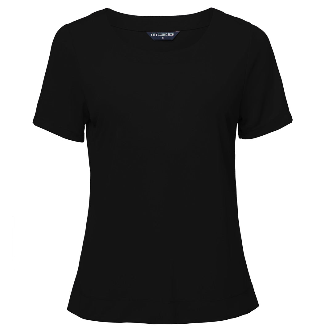 City Collection The Smart Knit | Ladies | Short Sleeve Black Shirts & Tops