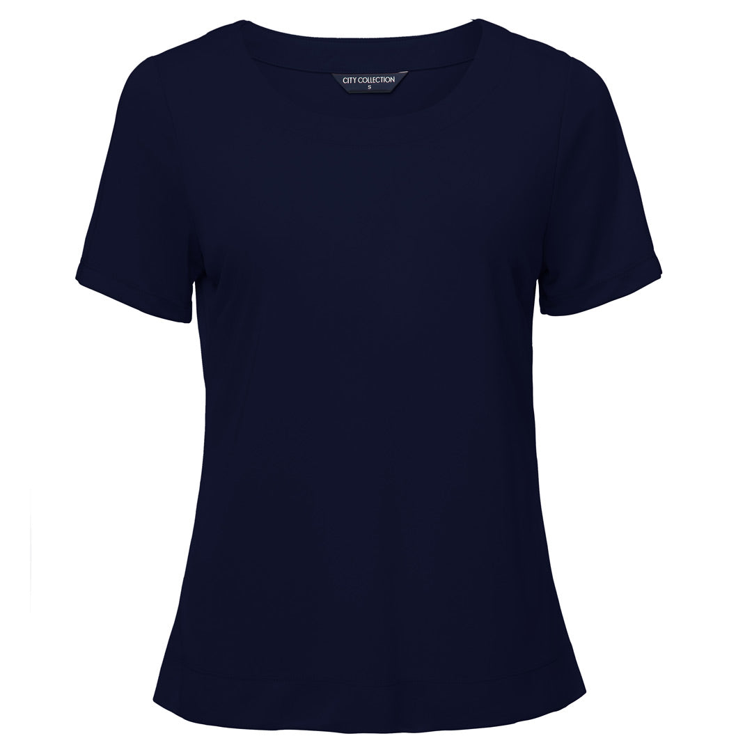 City Collection The Smart Knit | Ladies | Short Sleeve Navy Shirts & Tops