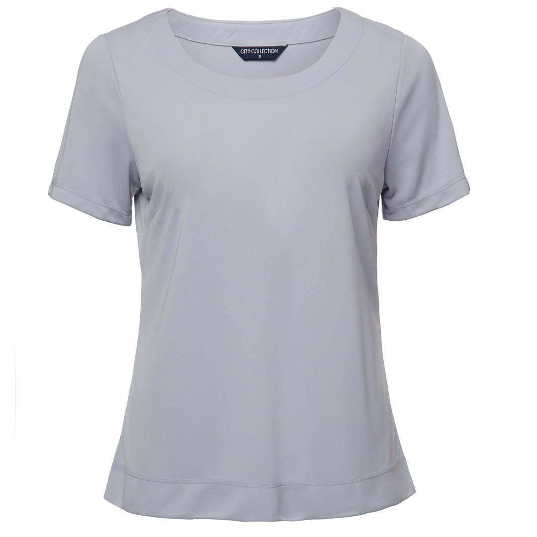 City Collection The Smart Knit | Ladies | Short Sleeve Silver Shirts & Tops