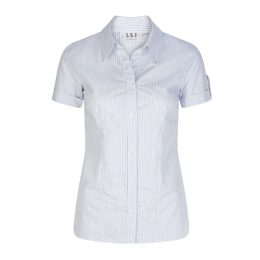 LSJ Collection The Bourke Street Shirt | Ladies | Short Sleeve Blue Shirts & Tops