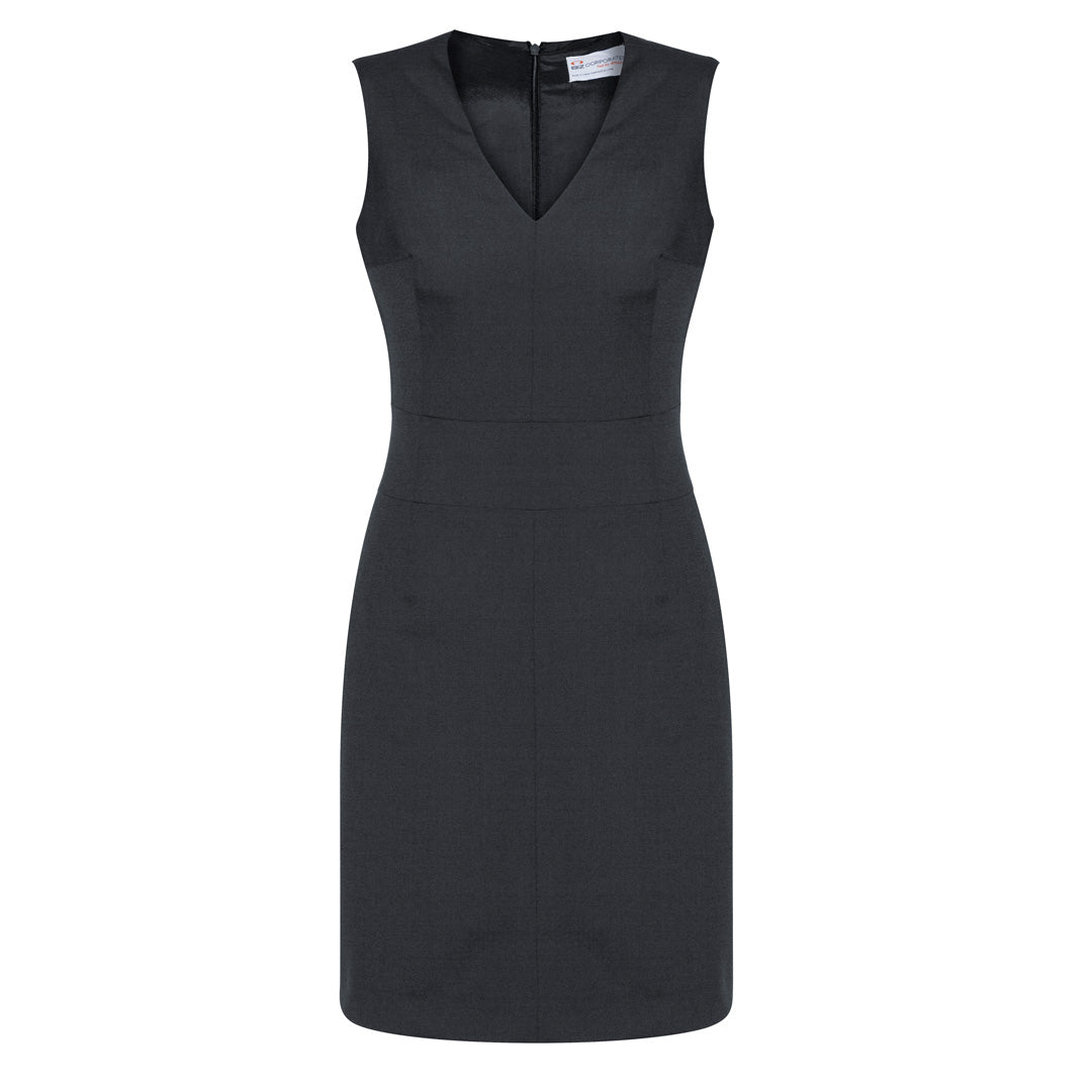 Biz Corporates The Cool Stretch Dress | V Neck | Sleeveless Charcoal Dresses