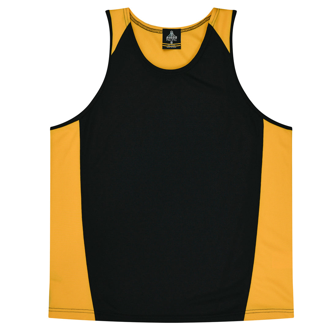 Aussie Pacific The Premier Singlet | Kids Black/Gold Shirts & Tops
