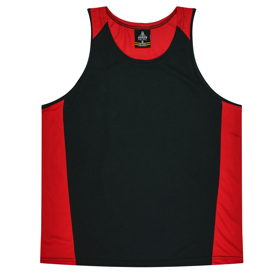 Aussie Pacific The Premier Singlet | Kids Black/Red Shirts & Tops