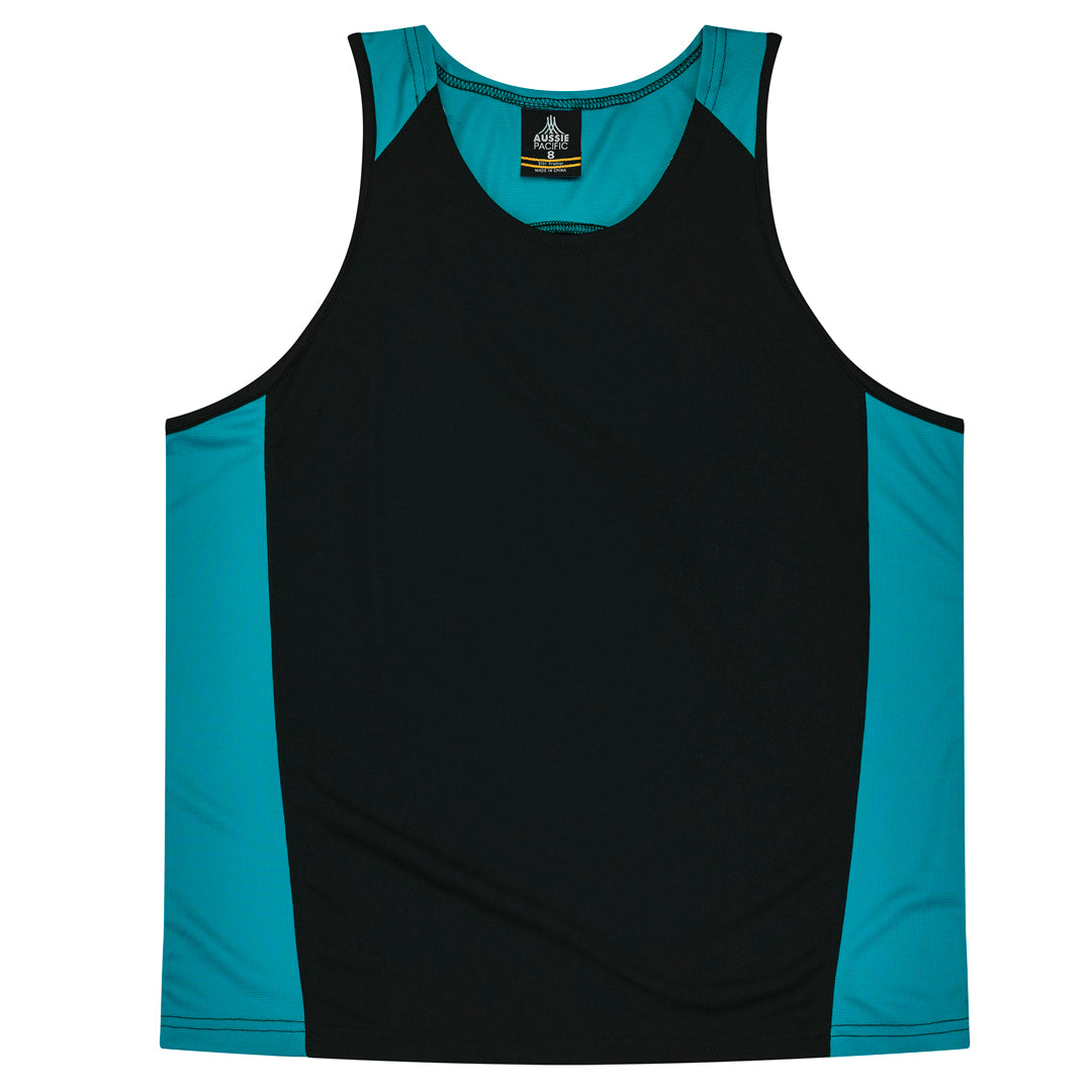 Aussie Pacific The Premier Singlet | Kids Black/Teal Shirts & Tops