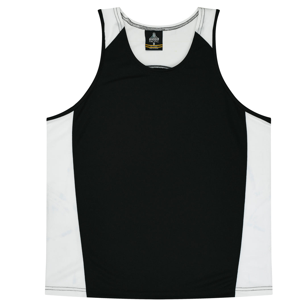 Aussie Pacific The Premier Singlet | Kids Black/White Shirts & Tops