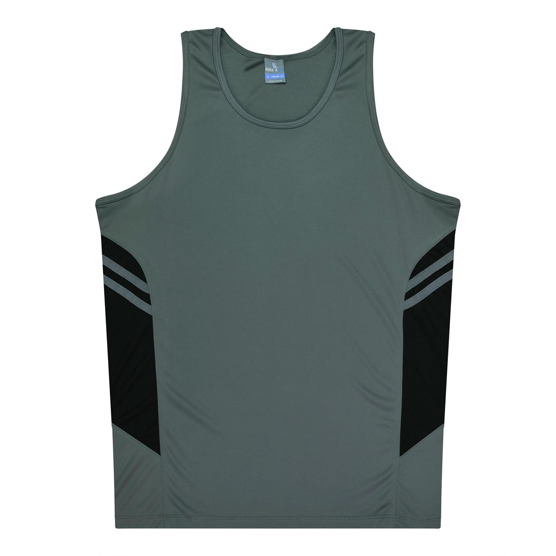 Aussie Pacific The Tasman Singlet | Kids | Grey Base Ashe/Black Shirts & Tops