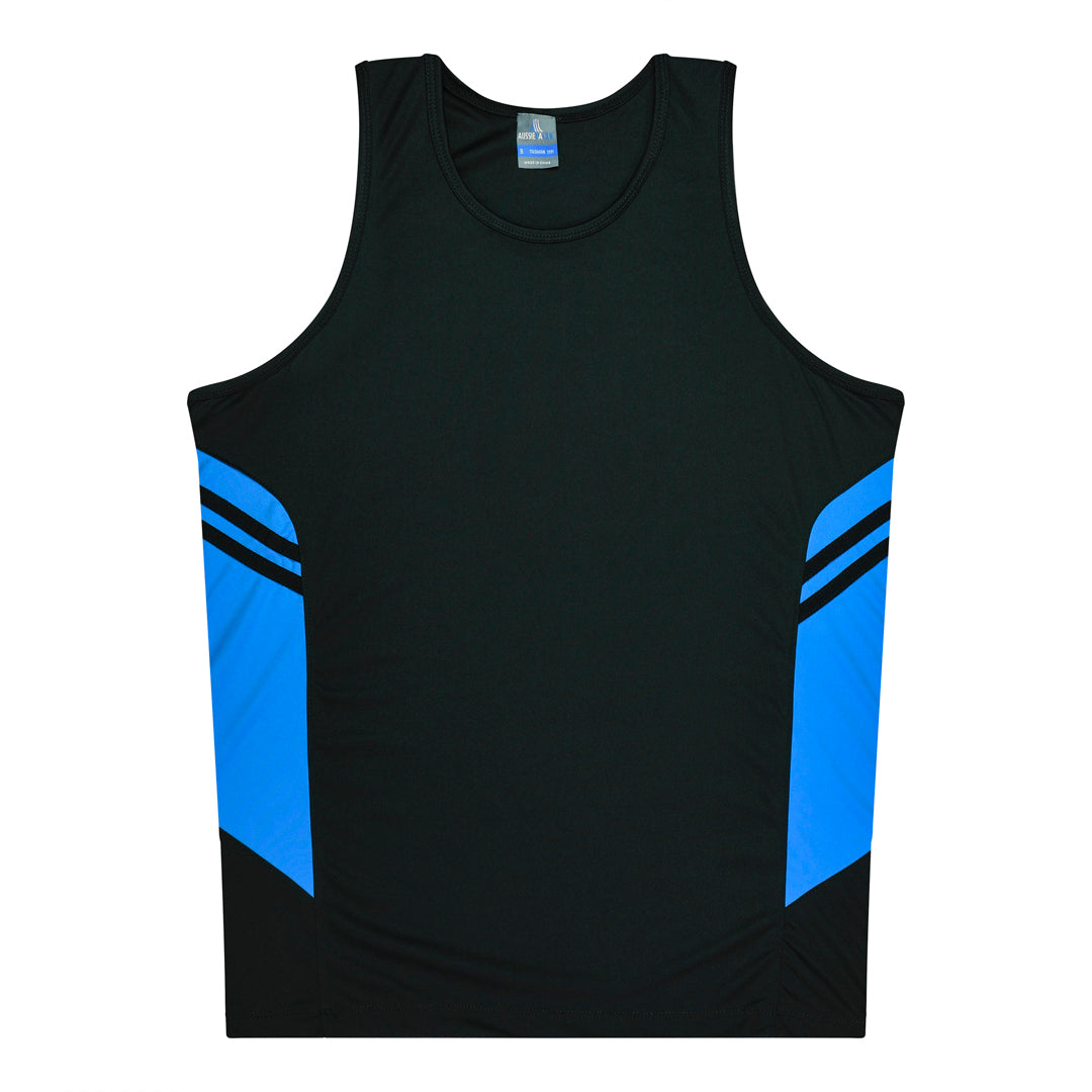Aussie Pacific The Tasman Singlet | Kids Black/Cyan Shirts & Tops