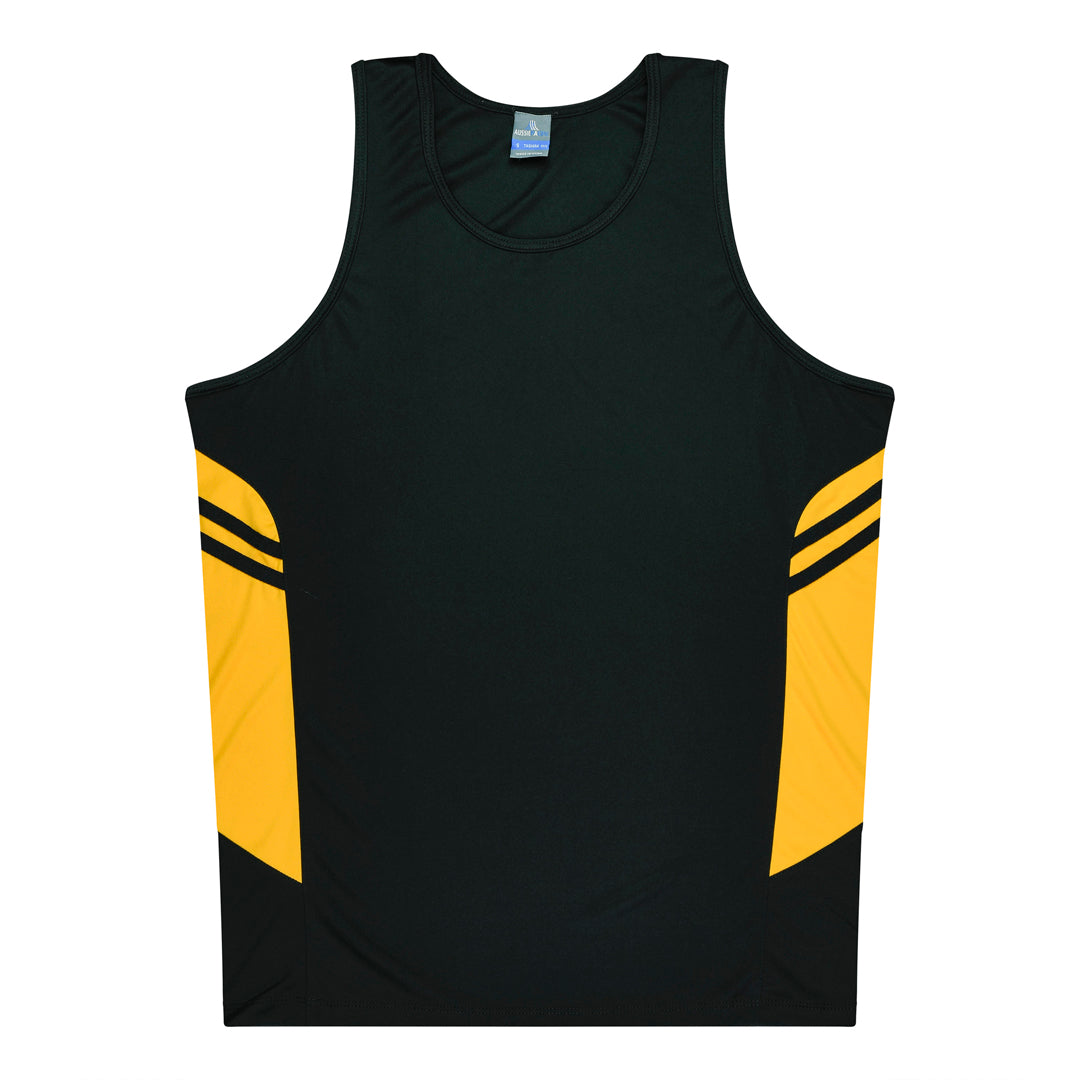 Aussie Pacific The Tasman Singlet | Kids Black/Gold Shirts & Tops