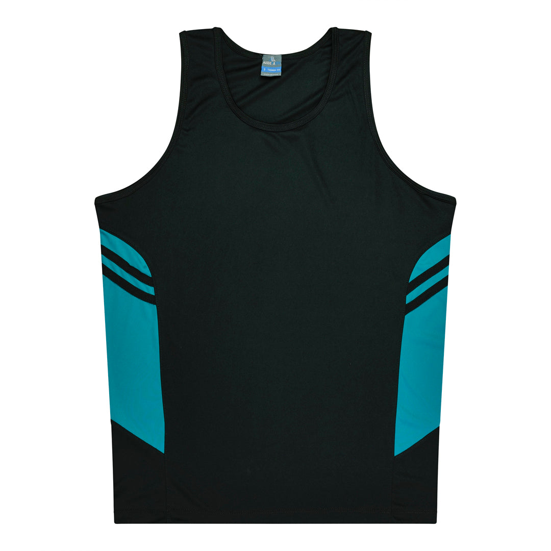Aussie Pacific The Tasman Singlet | Kids Black/Teal Shirts & Tops