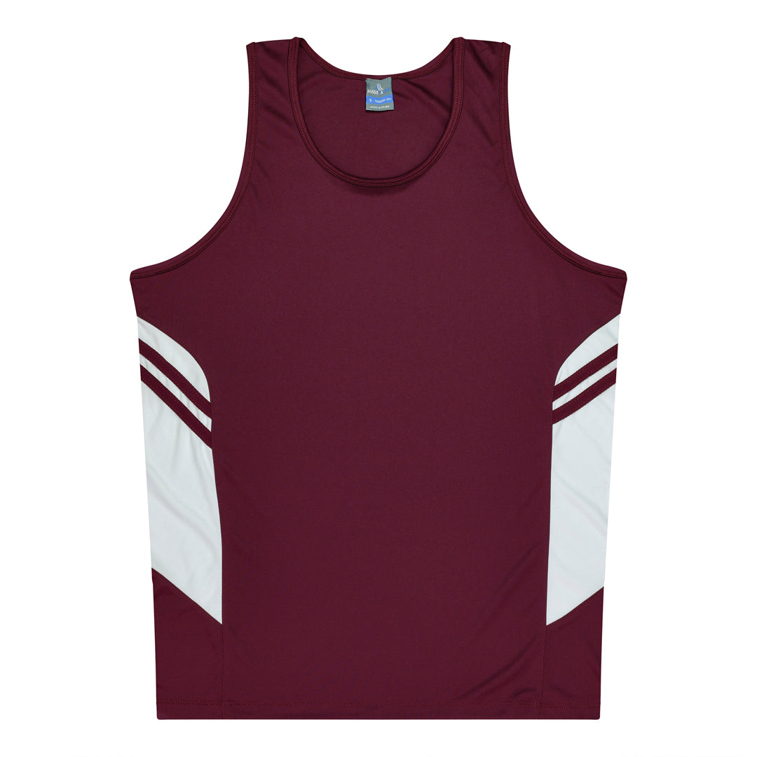 Aussie Pacific The Tasman Singlet | Kids | Mixed Base Maroon/White Shirts & Tops
