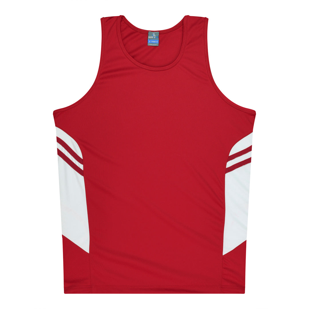 Aussie Pacific The Tasman Singlet | Kids | Mixed Base Red/White Shirts & Tops
