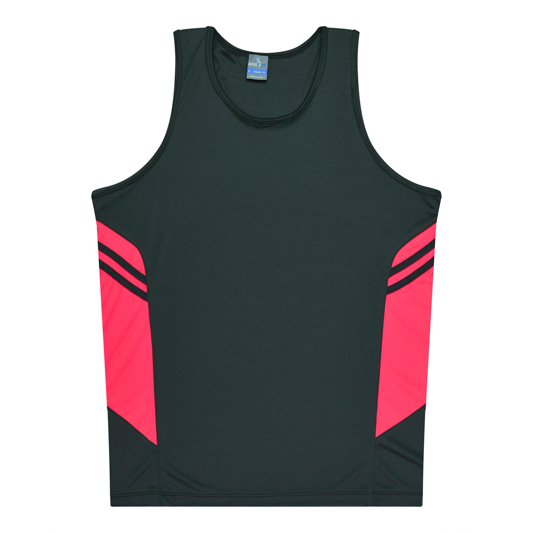 Aussie Pacific The Tasman Singlet | Kids | Grey Base Slate/Neon Pink Shirts & Tops