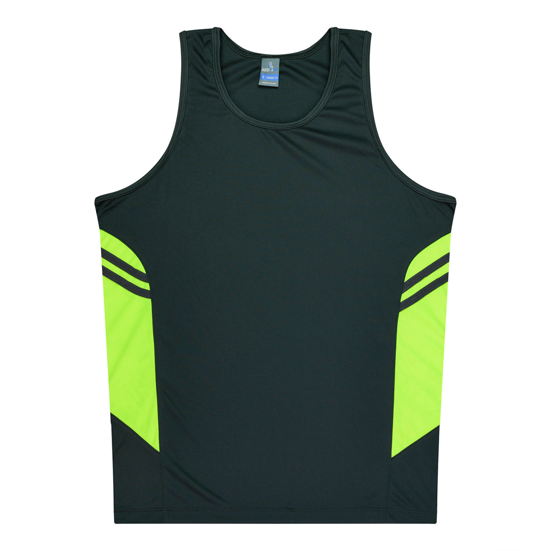Aussie Pacific The Tasman Singlet | Kids | Grey Base Slate/Neon Yellow Shirts & Tops