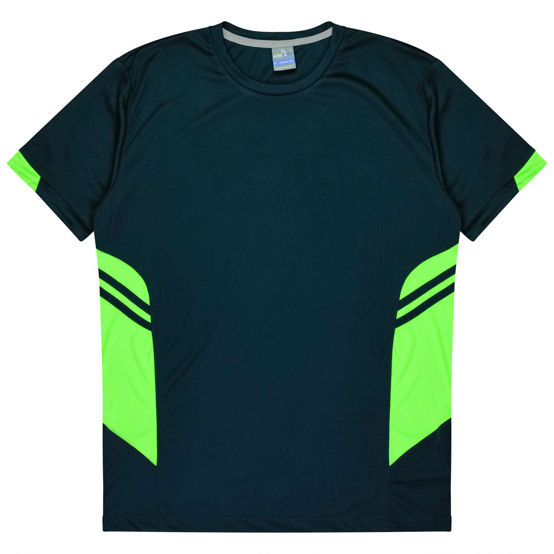 Aussie Pacific The Tasman Tee | Kids | Short Sleeve | Navy Base Navy/Neon Green Shirts & Tops