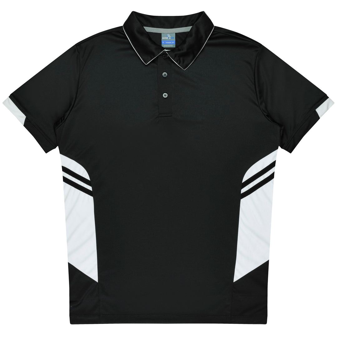 Aussie Pacific The Tasman Polo | Kids | Short Sleeve | Black Base Black/White Shirts & Tops