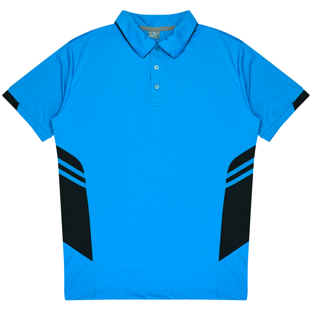Aussie Pacific The Tasman Polo | Kids | Short Sleeve | Blue Base Cyan/Black Shirts & Tops