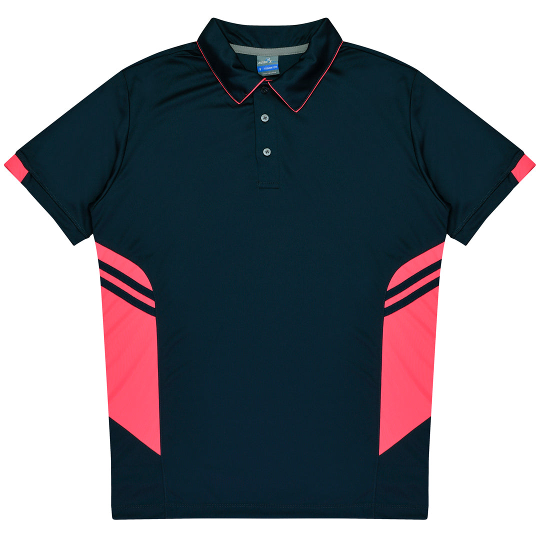 Aussie Pacific The Tasman Polo | Kids | Short Sleeve | Navy Base Navy/Neon Pink Shirts & Tops