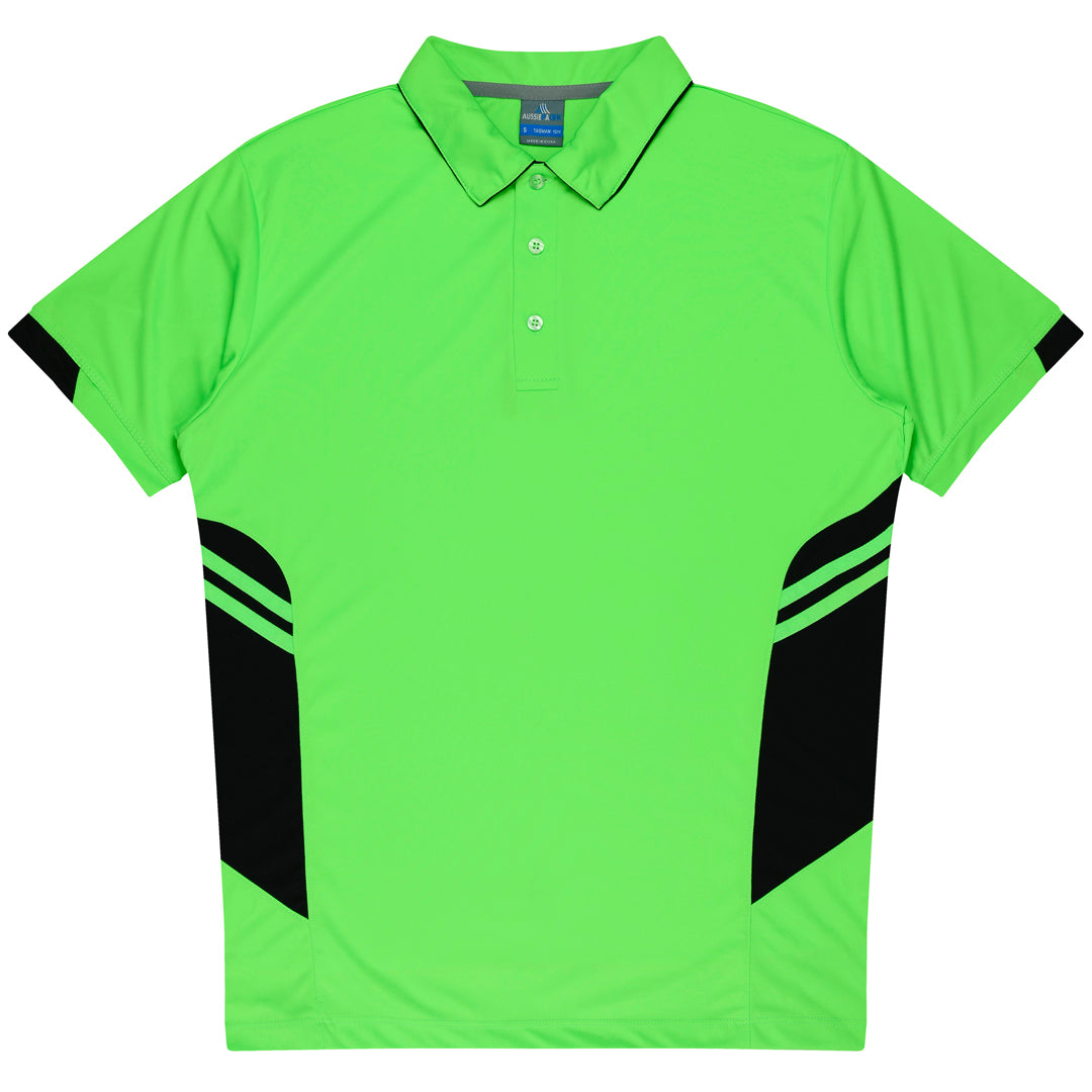Aussie Pacific The Tasman Polo | Kids | Short Sleeve | Neon Base Neon Green/Black Shirts & Tops