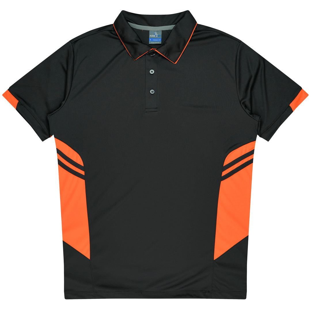 Aussie Pacific The Tasman Polo | Kids | Short Sleeve | Grey Base Slate/Neon Orange Shirts & Tops