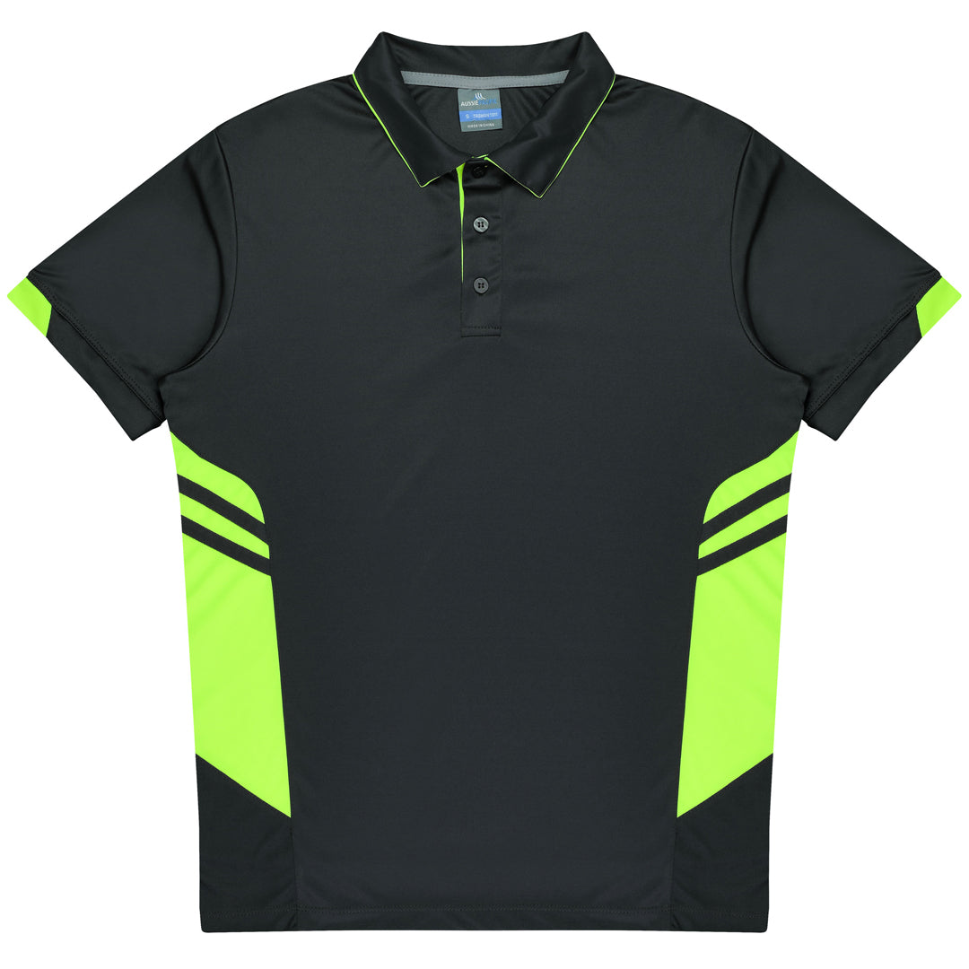 Aussie Pacific The Tasman Polo | Kids | Short Sleeve | Grey Base Slate/Neon Yellow Shirts & Tops