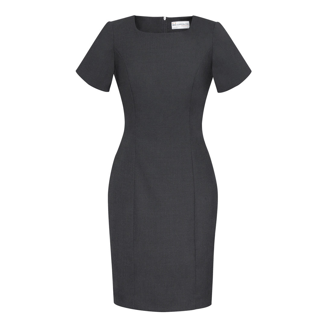 Biz Corporates The Cool Wool Dress | Short Sleeve Charcoal Dresses