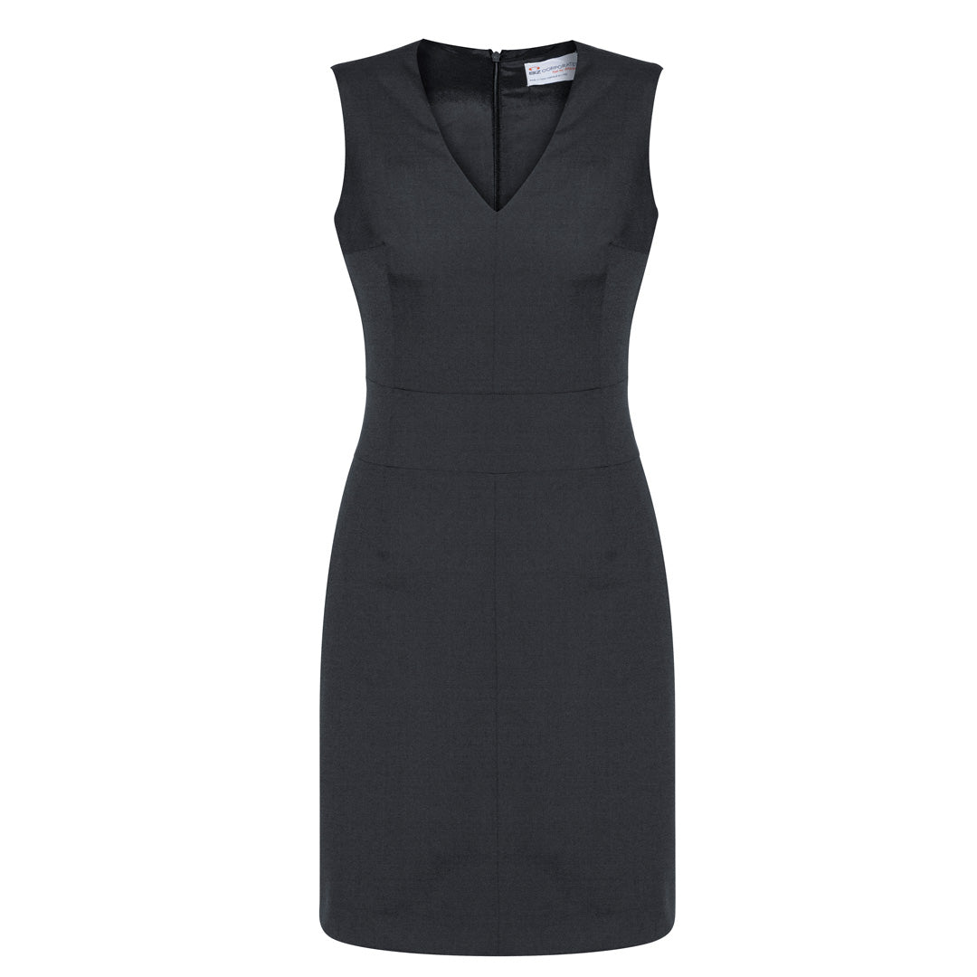 Biz Corporates The Cool Wool Dress | V Neck | Sleeveless Charcoal Dresses