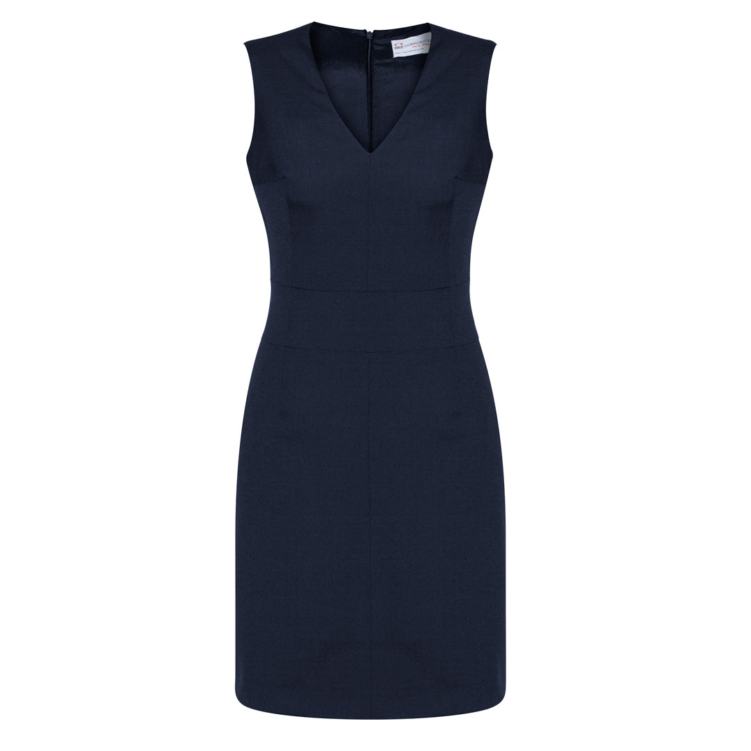 Biz Corporates The Cool Wool Dress | V Neck | Sleeveless Navy Dresses