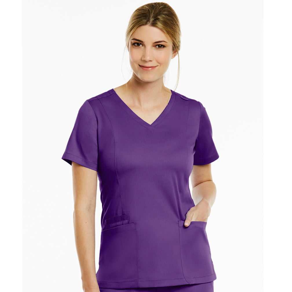 Maevn The Matrix Double V Neck Top | Ladies Eggplant Scrubs