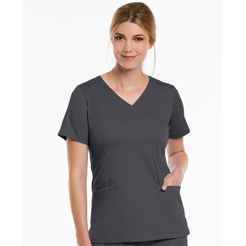 Maevn The Matrix Double V Neck Top | Ladies Pewter Scrubs