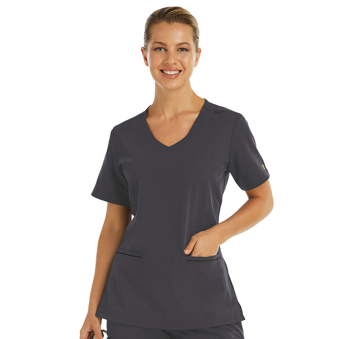 Maevn The Matrix Pro Active Knit Scrub Top | Ladies Pewter Scrubs