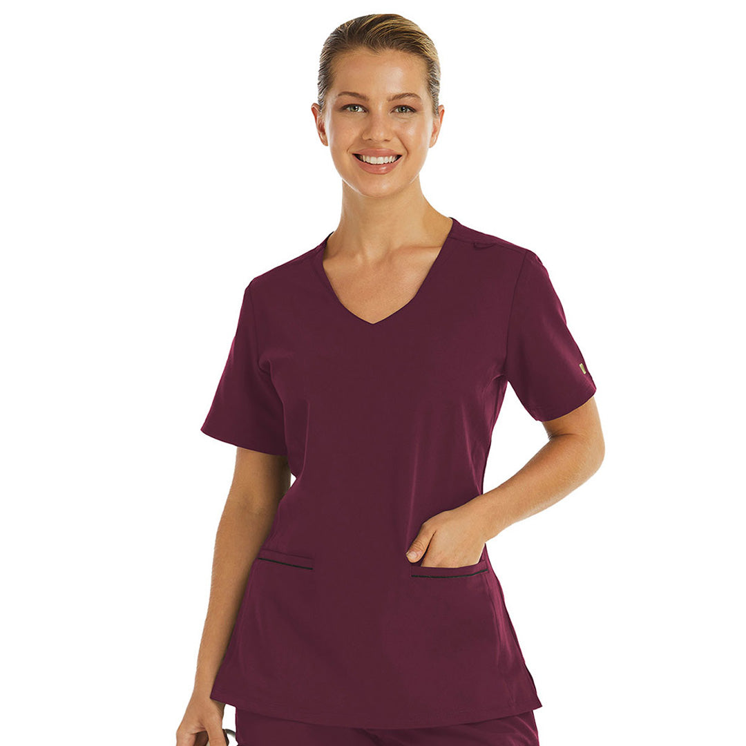 Maevn The Matrix Pro Active Knit Scrub Top | Ladies Wine Scrubs