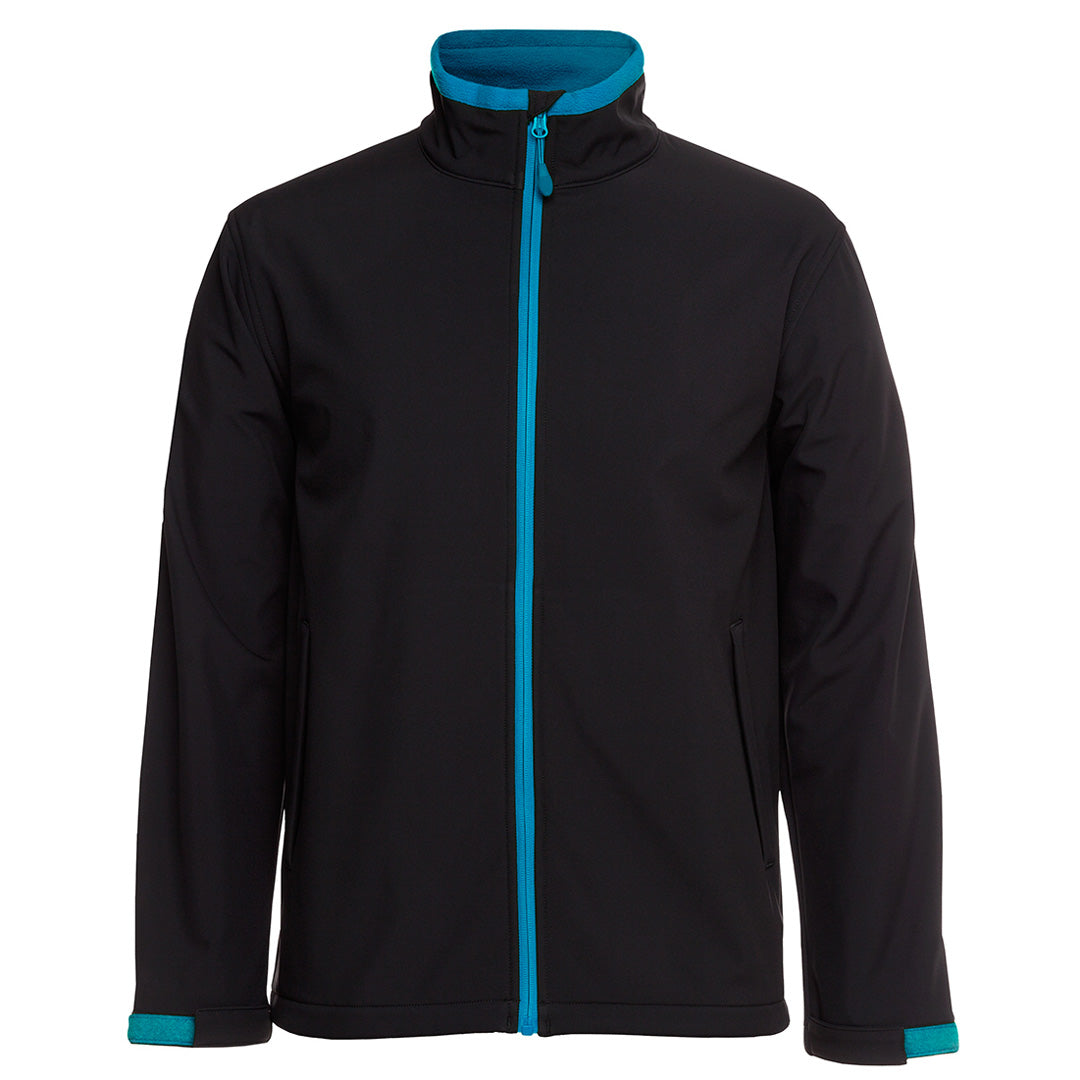 Jbs Wear The Contrast Softshell Jacket | Adults Black/Aqua Coats & Jackets