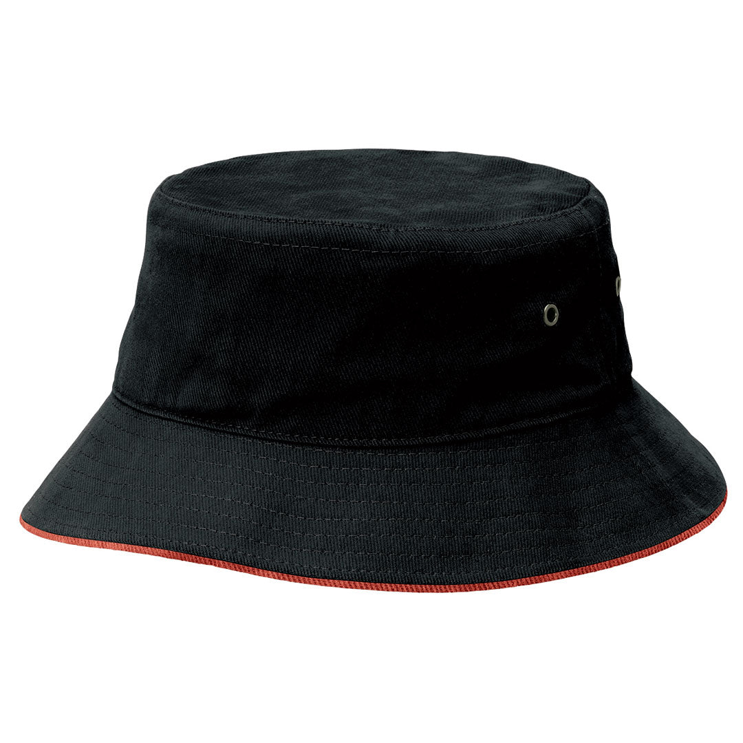 Legend The Sandwich Brim Bucket Hat | Adults Black/Red Hats