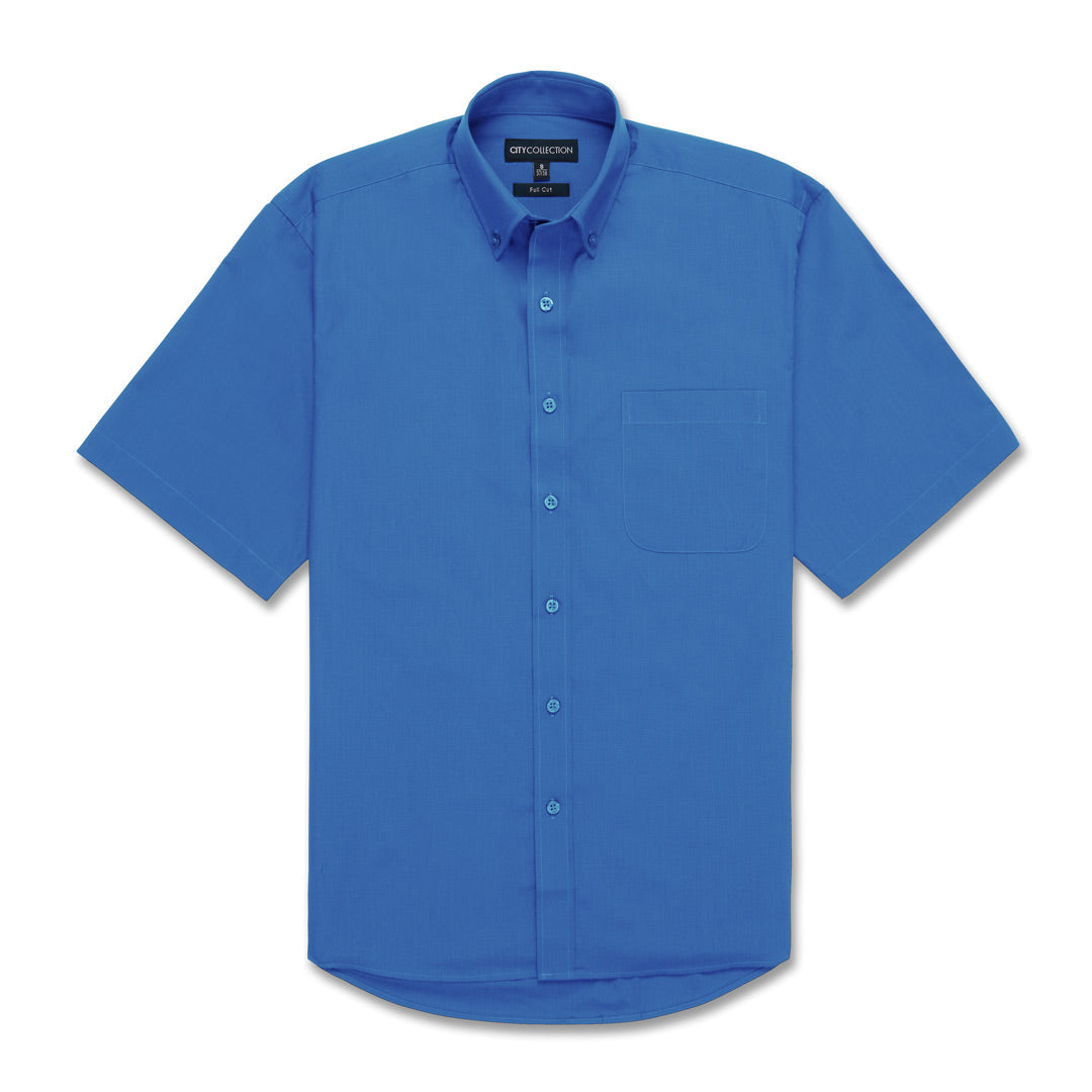 City Collection The Micro Check Shirt | Mens | Short Sleeve Mid Blue Shirts & Tops