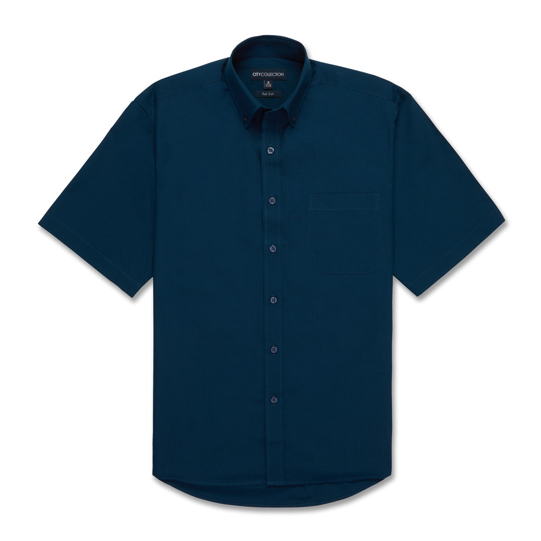 City Collection The Micro Check Shirt | Mens | Short Sleeve Navy Shirts & Tops