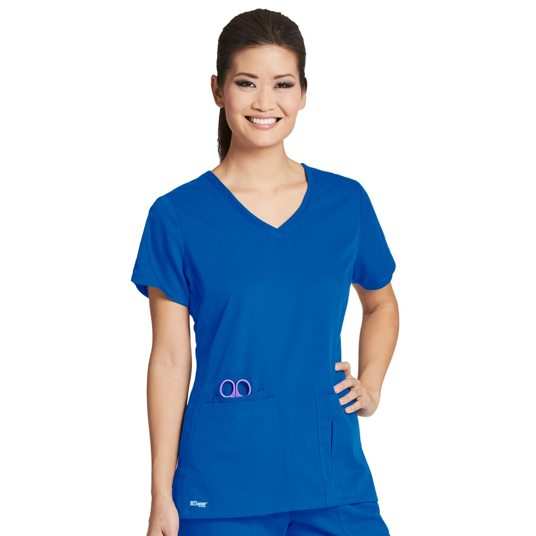 Greys Anatomy by Barco The Cora 4 Pocket V Neck Scrub Top | Ladies | Greys Anatomy New Royal Scrubs