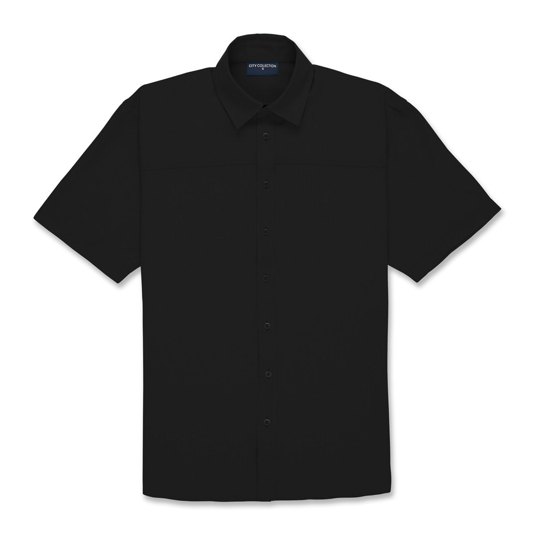 City Collection The Ezylin Shirt | Mens | Short Sleeve Black Shirts & Tops